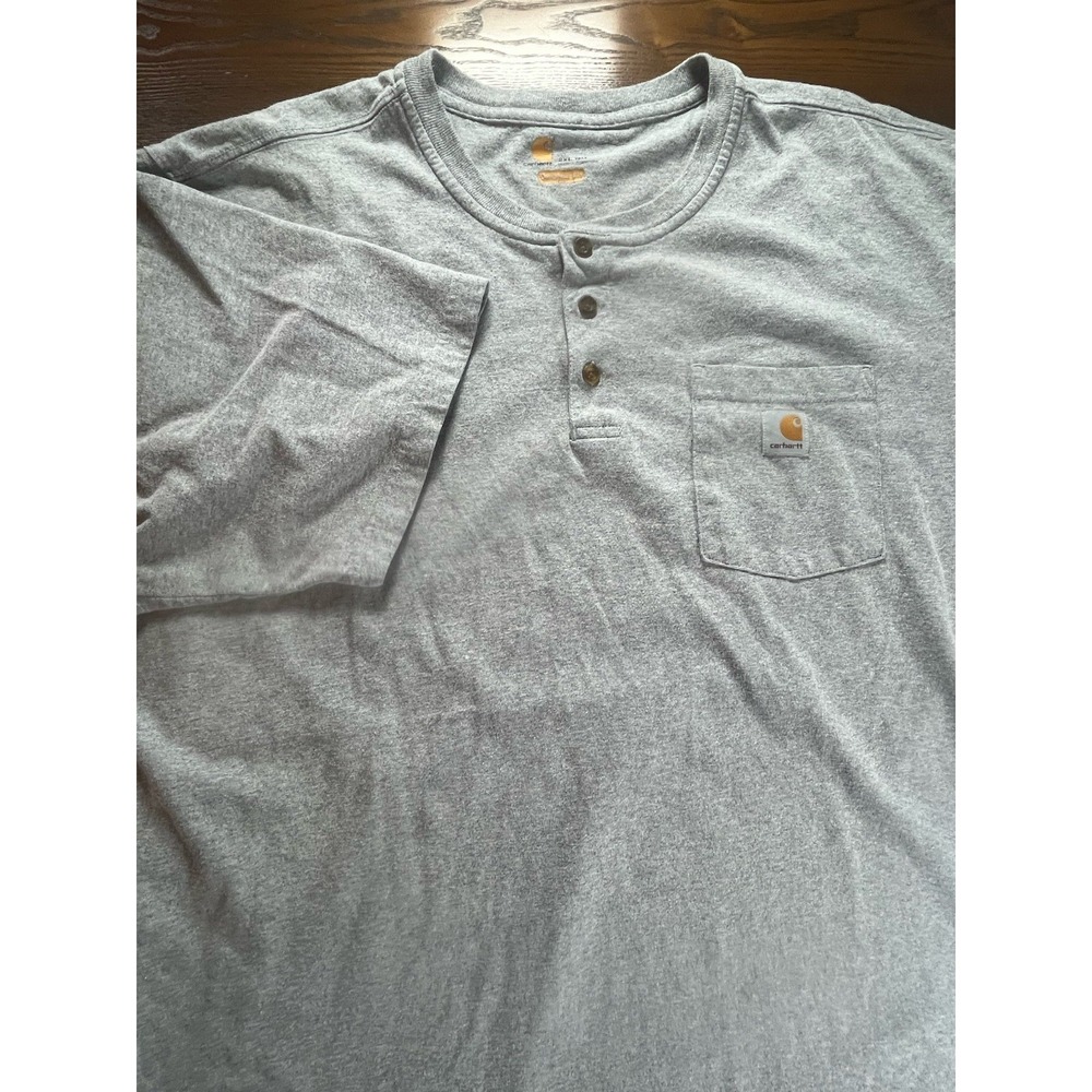 Carhartt Henley Shirt Mens 2XL Tall Gray Original Fit Pocket Workwear